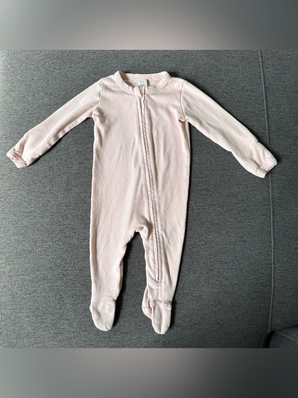 Kate Quinn Organic Cotton Soft Pink Footed Baby Pajamas Zipper Baby Girl 3-6M